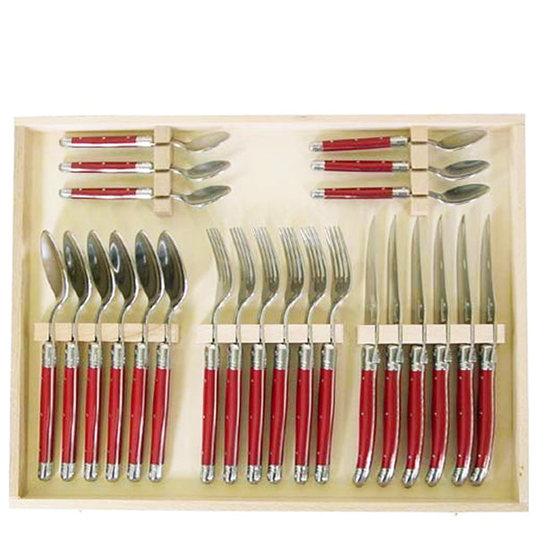 24-Piece Flatware Set in Red