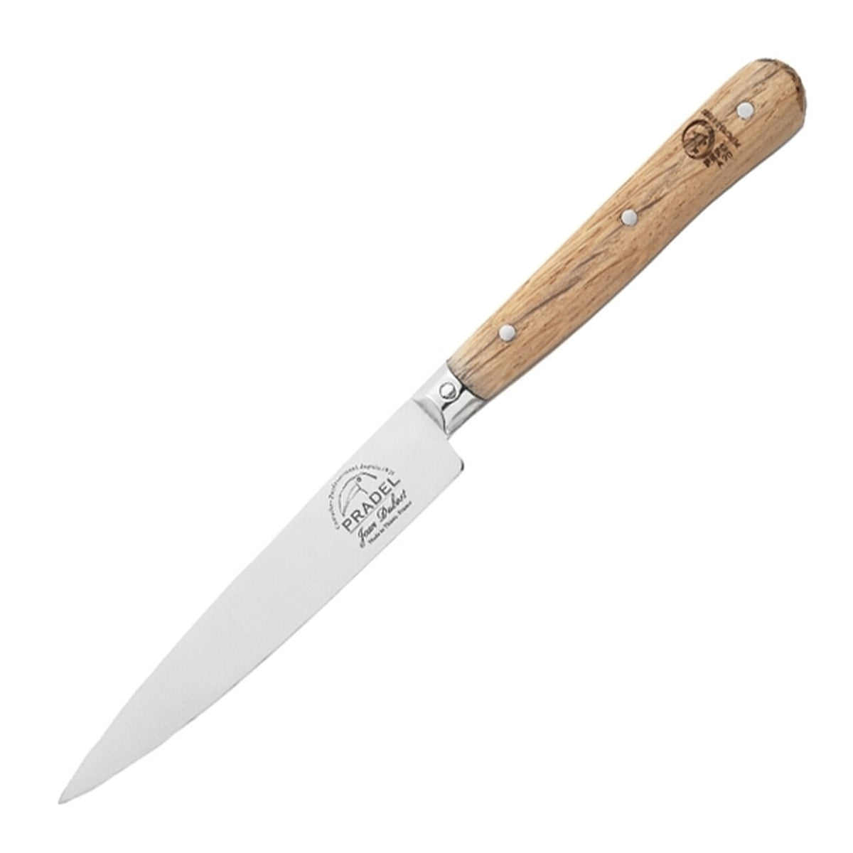 Diagonal view of Pradel 1920 Multi-Purpose Knife showcasing its stainless steel blade on a white background