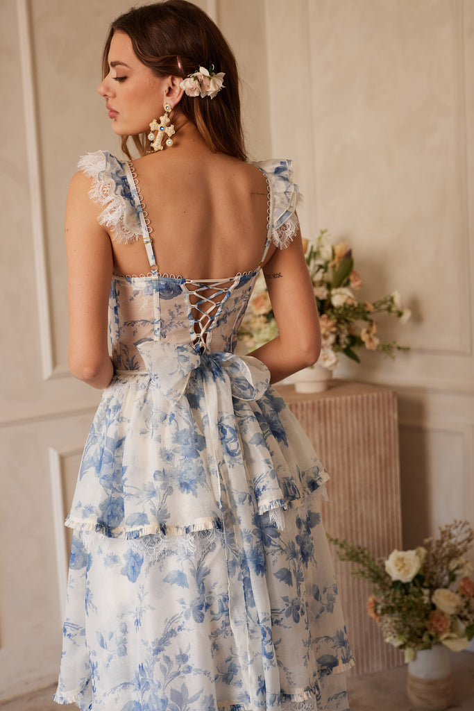 Jojo Dress Floral Blue Fit and Flare dress, XS-XL