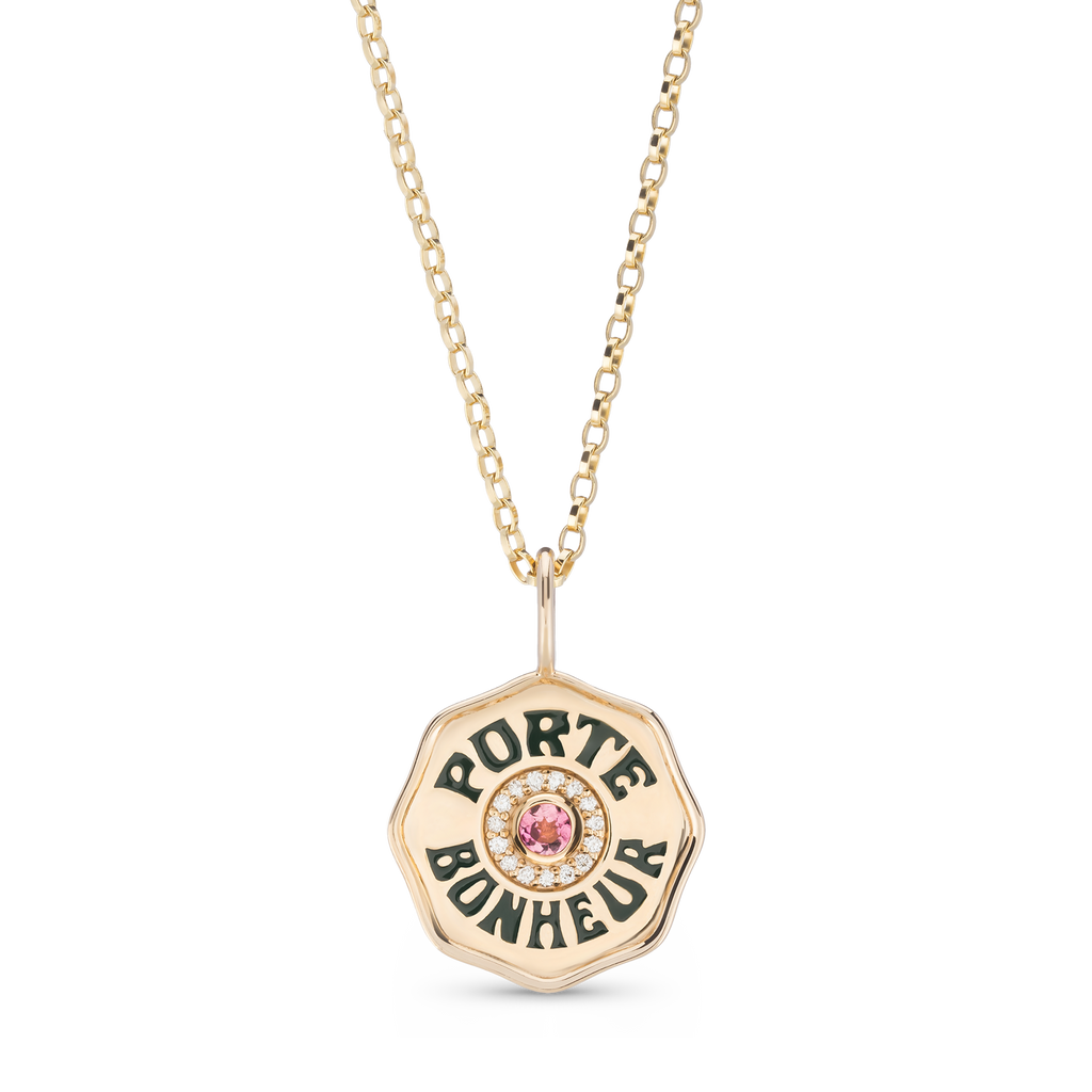 Mini Porte Bonheur Necklace with Diamond Halo