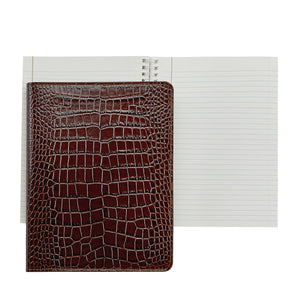 9-Inch Wire-O-Notebook in Crocodile Embossed Leather