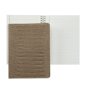 9-Inch Wire-O-Notebook in Crocodile Embossed Leather