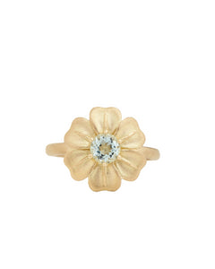 Flower Ring with Aquamarine