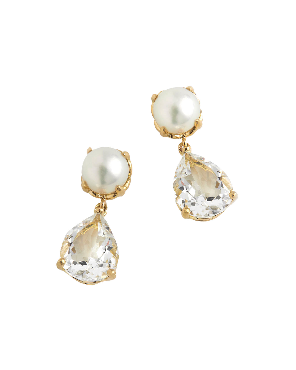 Pearl and White Topaz Drop Earring