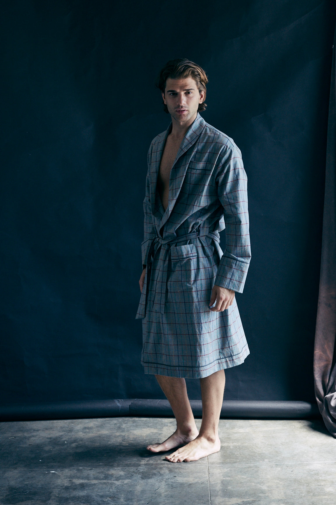 Janus Men's Robe in Grey Flannella Plaid