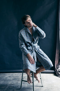 Janus Men's Robe in Grey Flannella Plaid