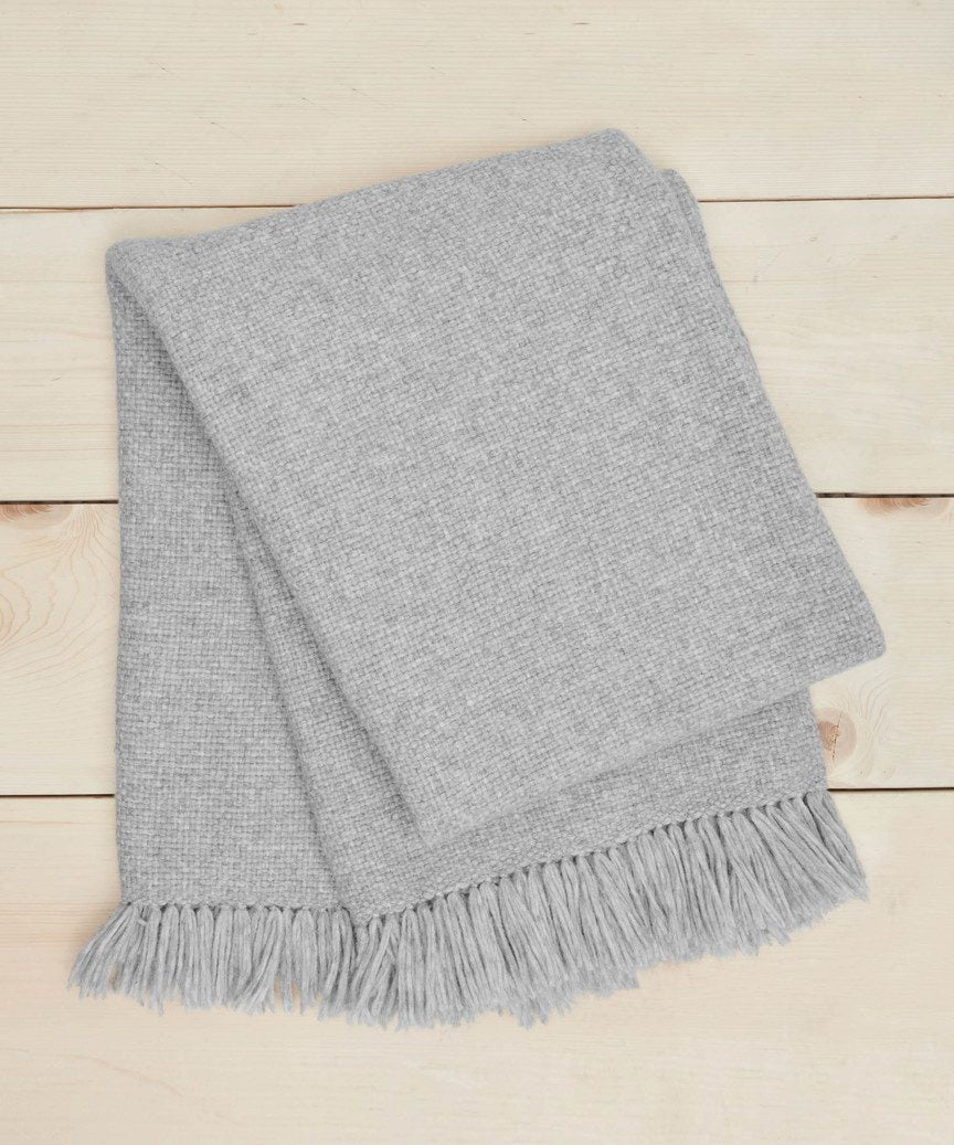 Alpaca Basketweave Throw - light grey
