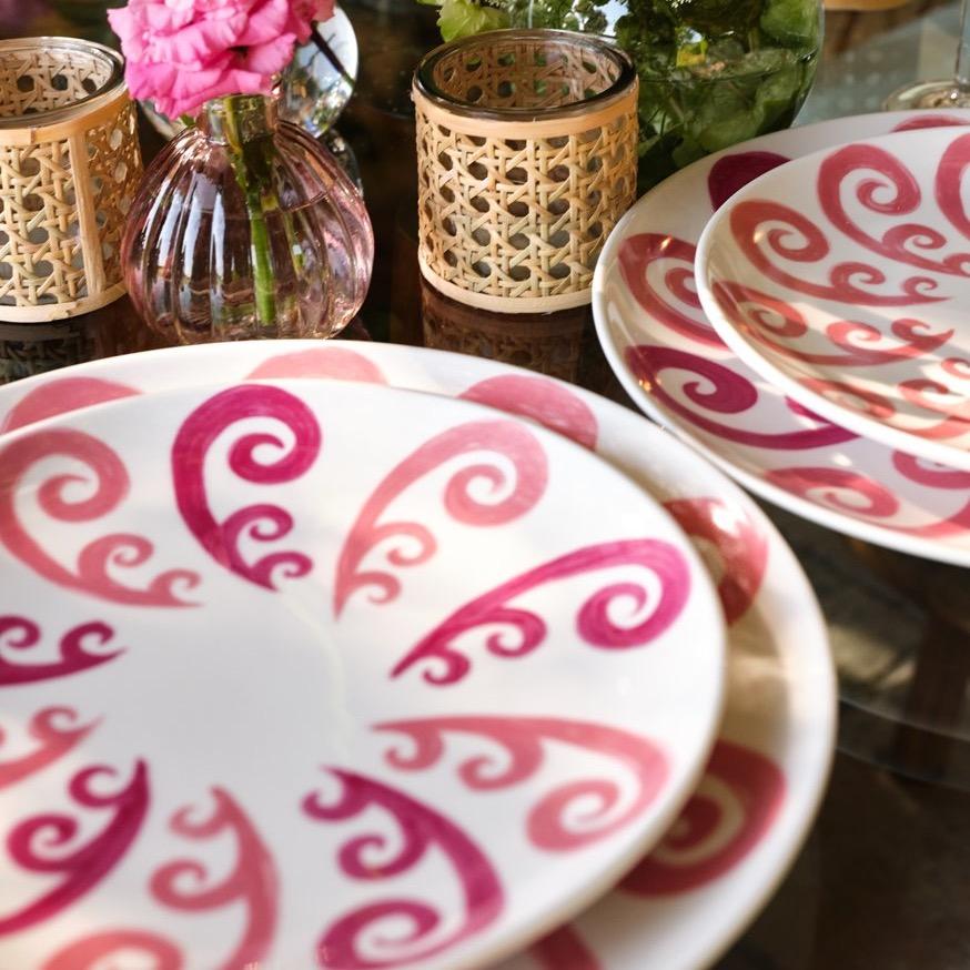 Athenee Two Tone Pink Peacock Dessert Plate