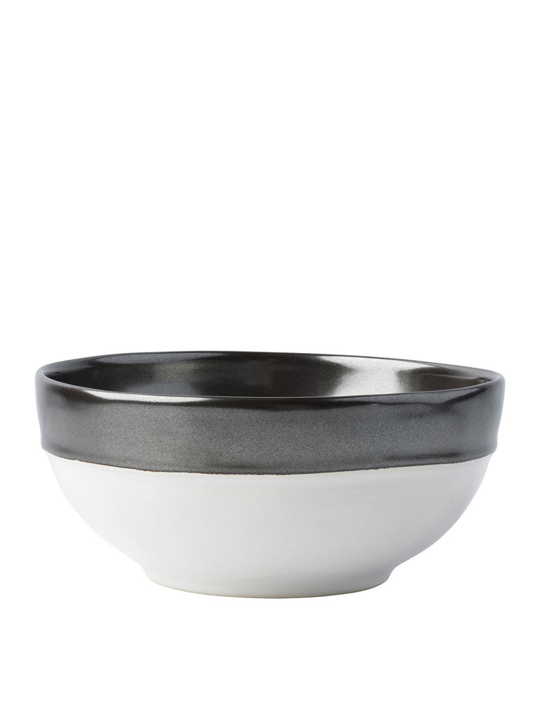 Emerson White/Pewter Cereal/Ice Cream Bowl
