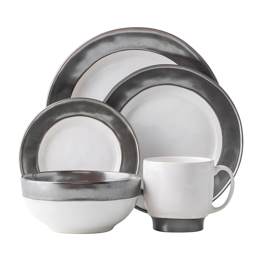 Emerson White/Pewter Place Setting, Set of 5