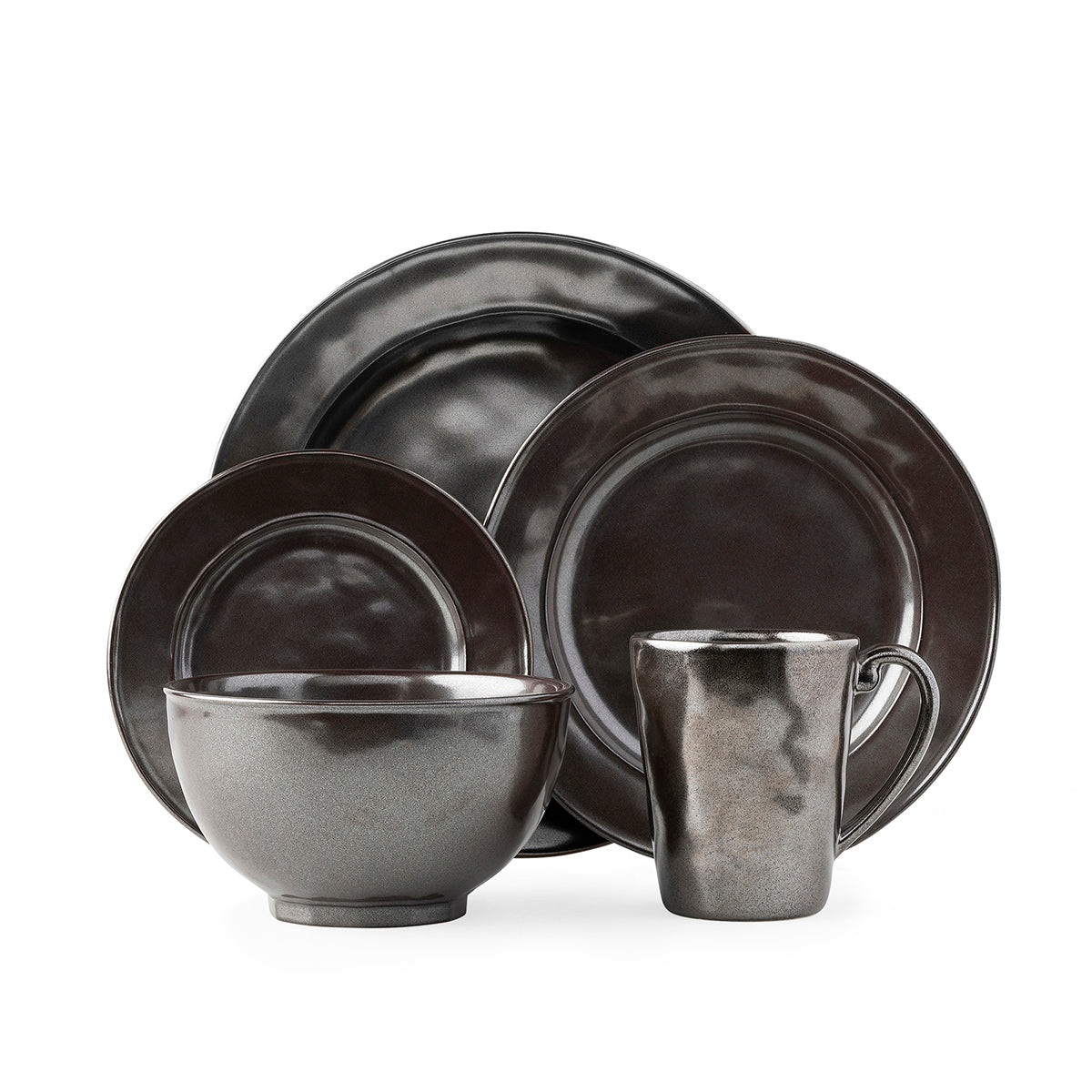Pewter Round Place Setting, Set of 5