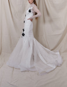 Alexis Lace Gown with Removable Floral Appliques