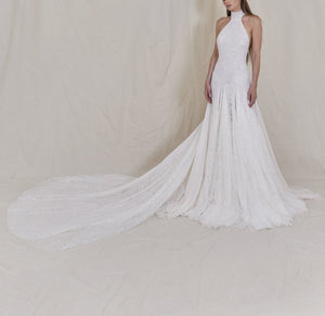 Diane Chantilly Lace and Silk Chiffon Gown