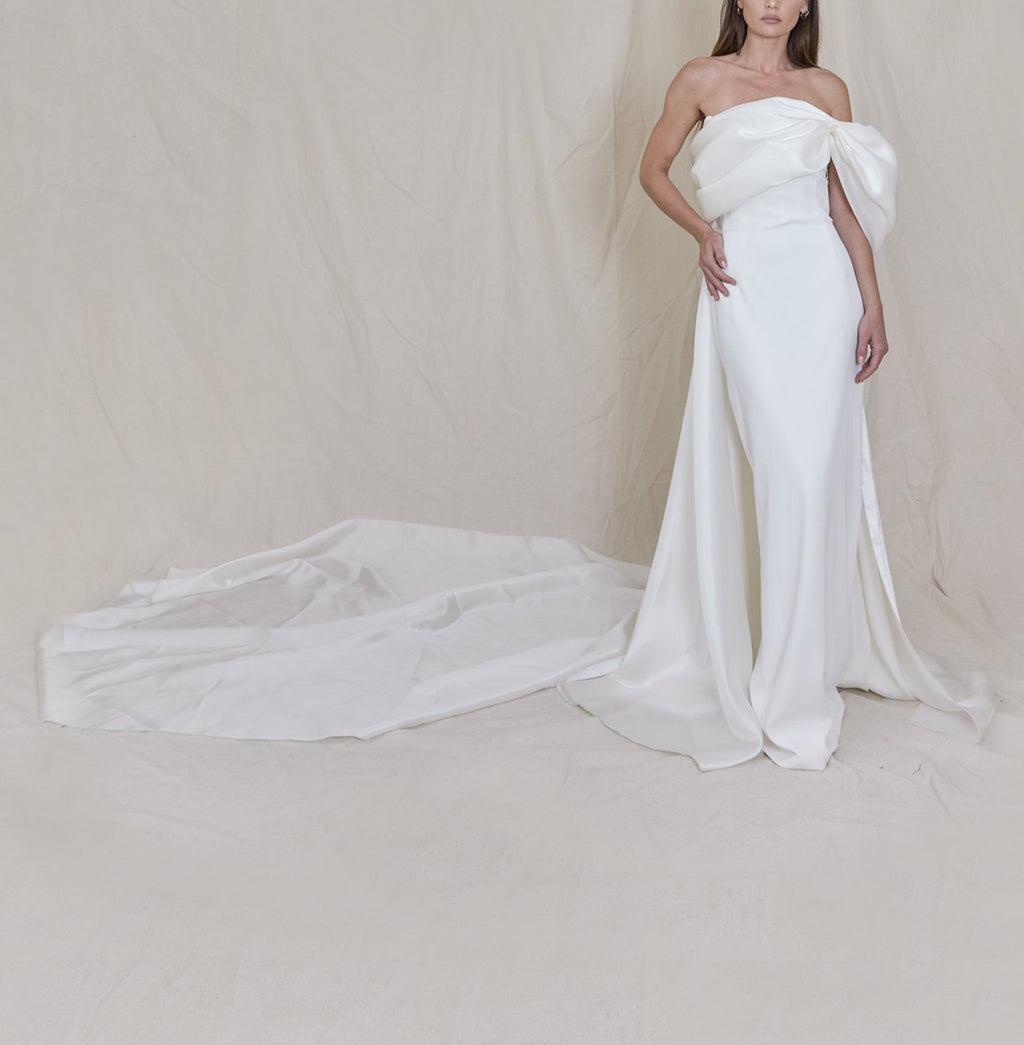 Lulu Gown with Hand Draped A-Symmetrical Organza Bodice 20 Lulu Gown with Hand Draped A-Symmetrical Organza Bodice 20