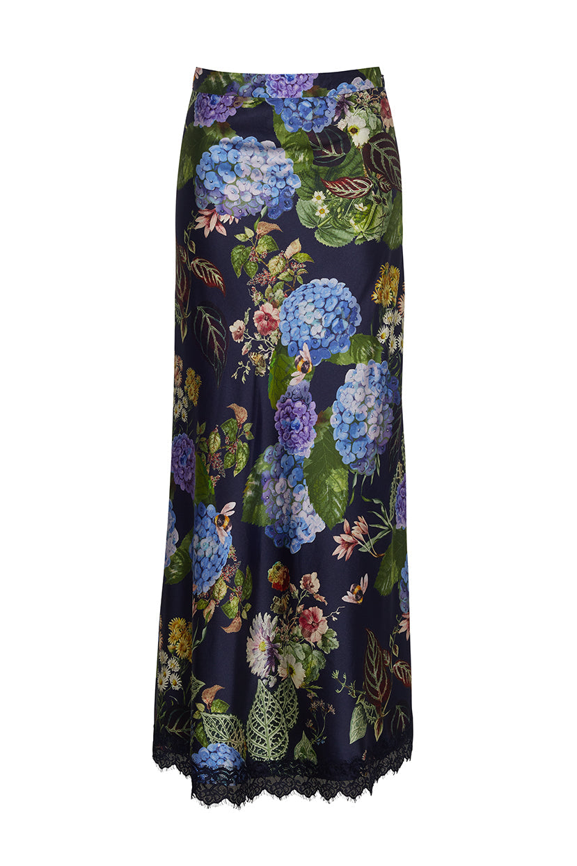 Kaia Slip Skirt in Avery Floral Evening Blue