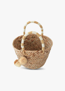 Mini St. Tropez Pom Pom Straw Tote