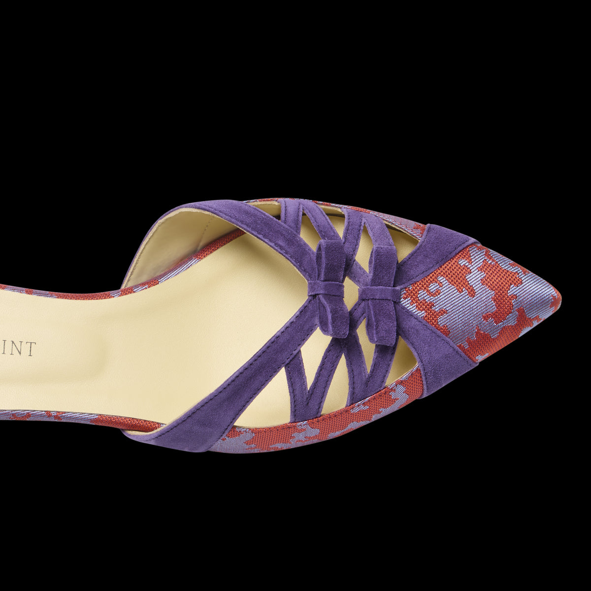 Kim Mule in Scarlet & Mauve Silk Jacquard