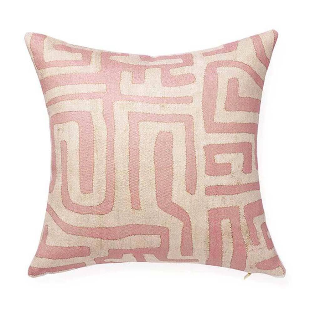 Terracotta Classic Kuba Cloth Pillow Pillow St. Frank 18" W x 18" H 