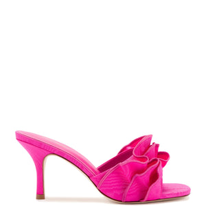 Colette Ruffle Sandal In Magenta Fabric