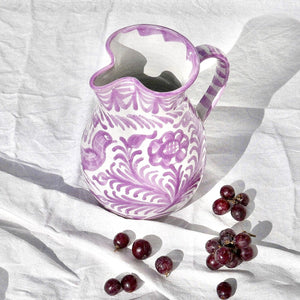 Casa Lila Medium Pitcher with Hand-painted Designs