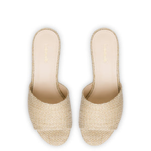 Miso Platform Sandal In Metallic Raffia