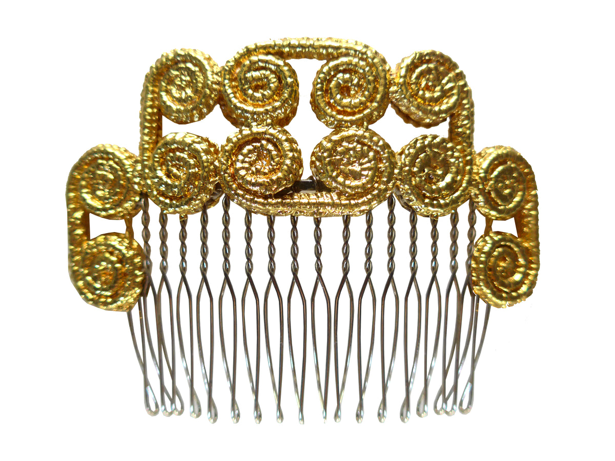Front view of Spiral Arabesque Comb showcasing its intricate spiral design with a white background