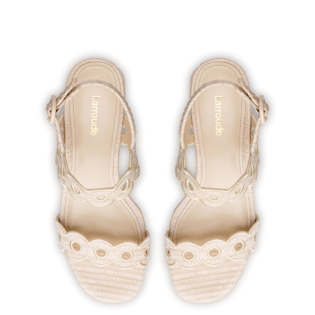 Florence Broderie Sandal In Natural Raffia