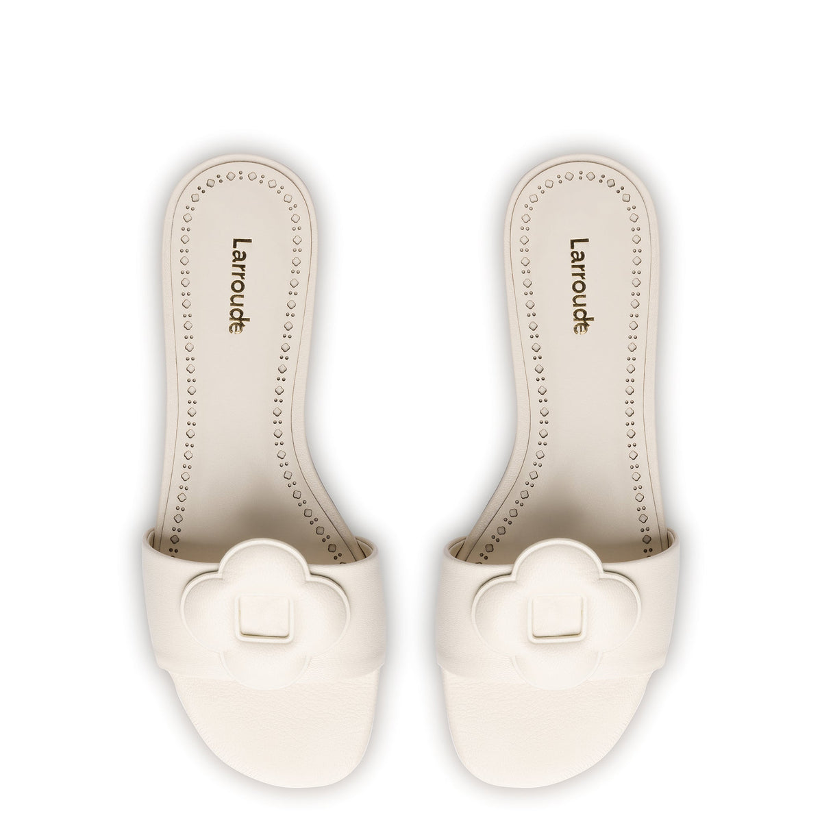 Flora Flat Mule In Ivory Leather