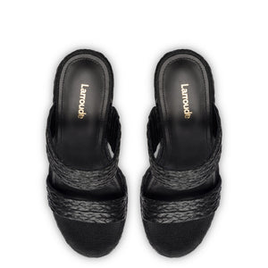 Pamela Wedge In Black Raffia