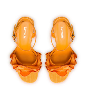 Selena Ruffle Sandal In Mango Fabric