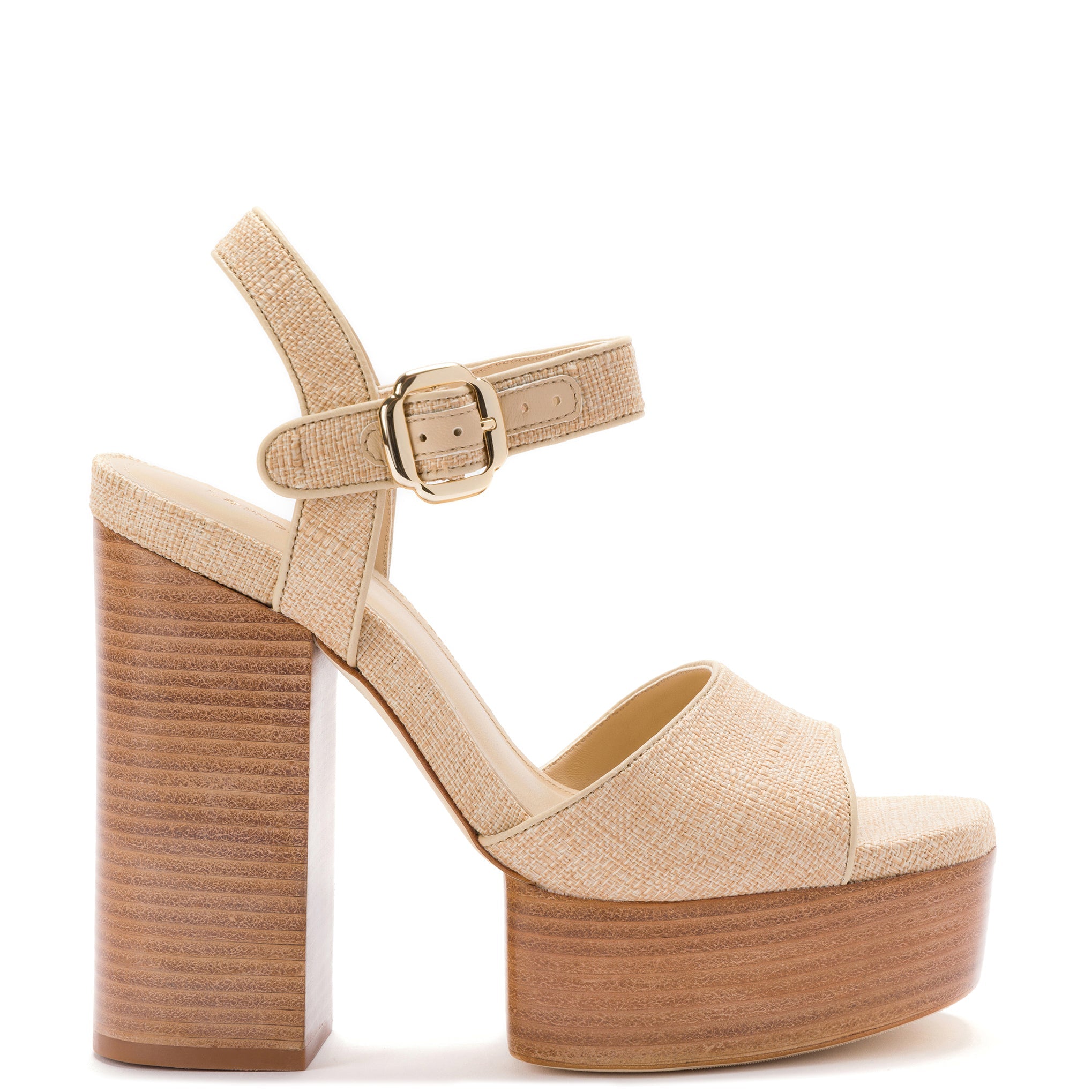 Vanessa Platform Sandal In Beige Raffia