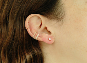 Single Star Earrings with White Pavé Diamonds