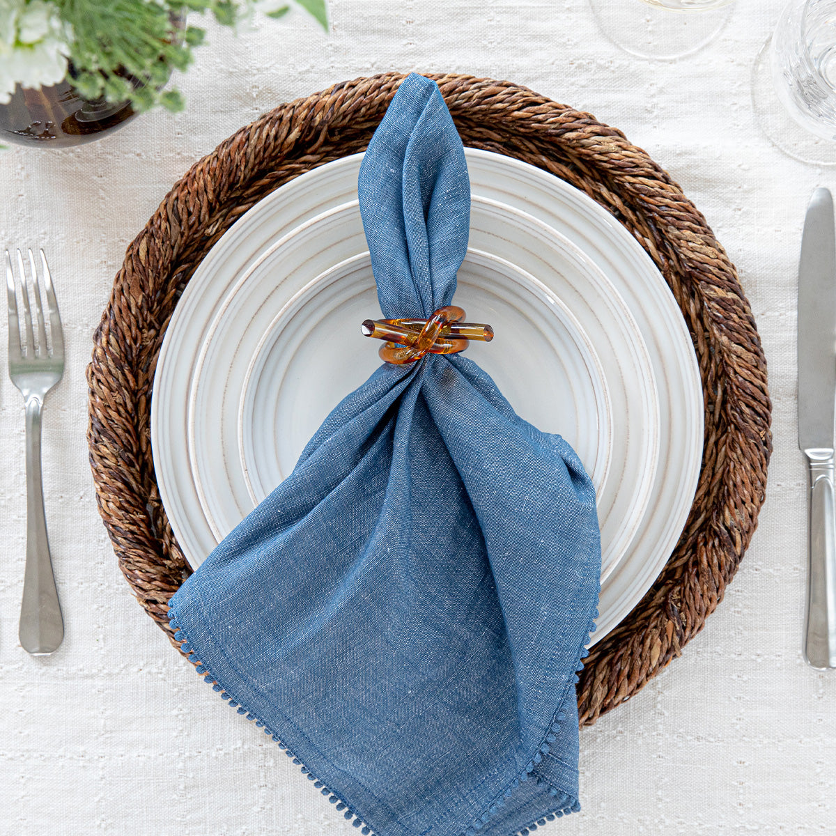 Berry Trim Navy Napkin