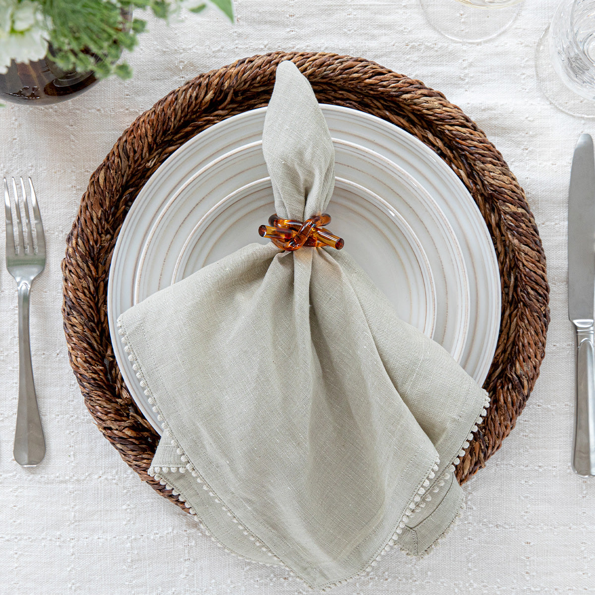 Berry Trim Flax Napkin