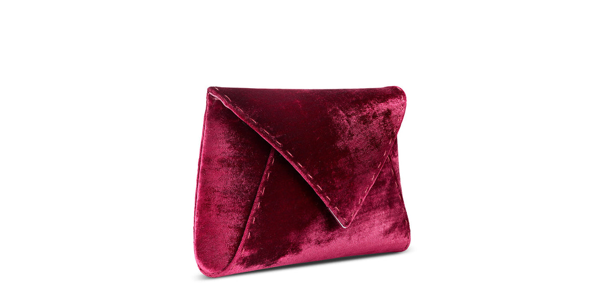 Lee Pouchet Small in Deep Garnet Crushed Velvet