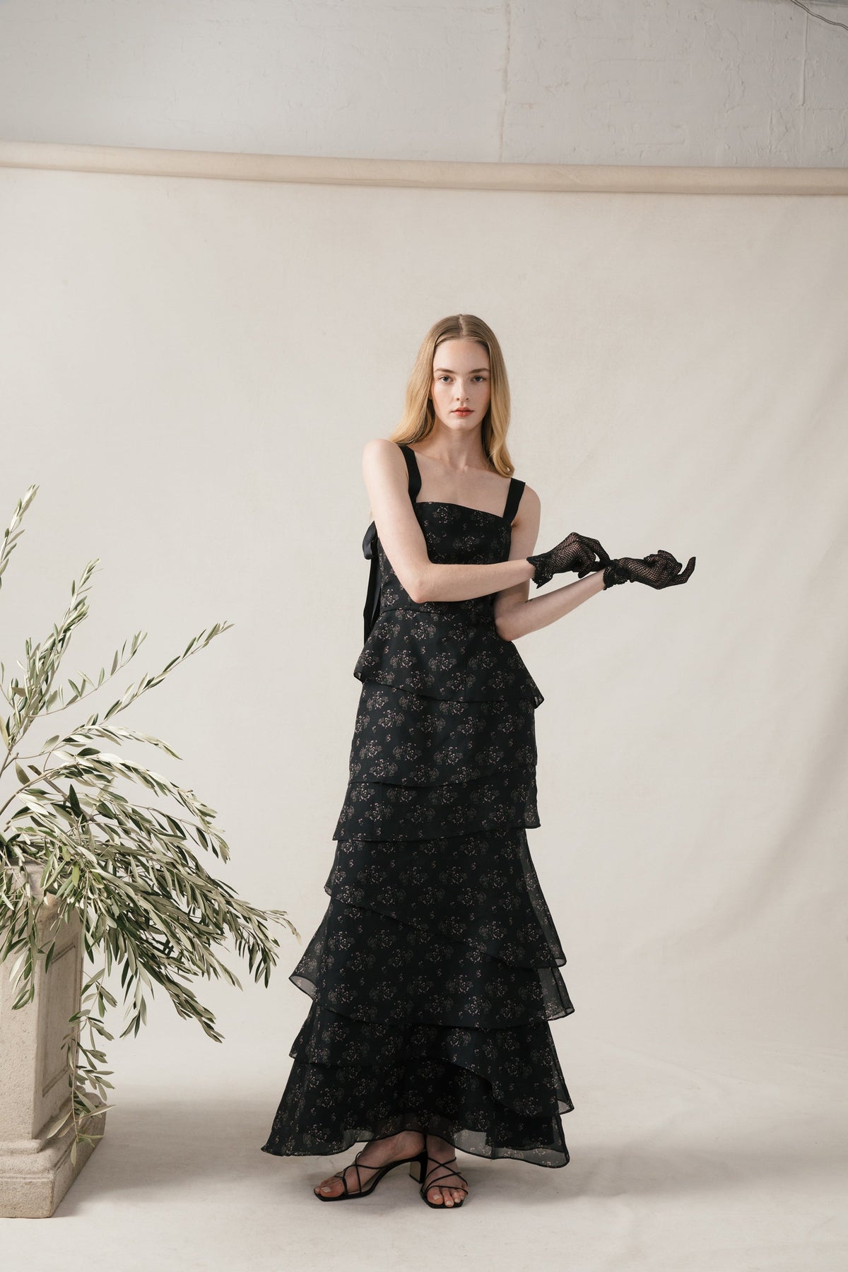 Olivia Dress in Black Flora