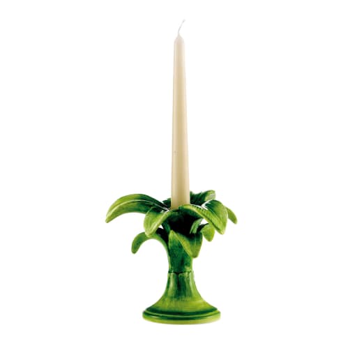 Set of 2 Small Handpainted Palm Tree Candlesticks