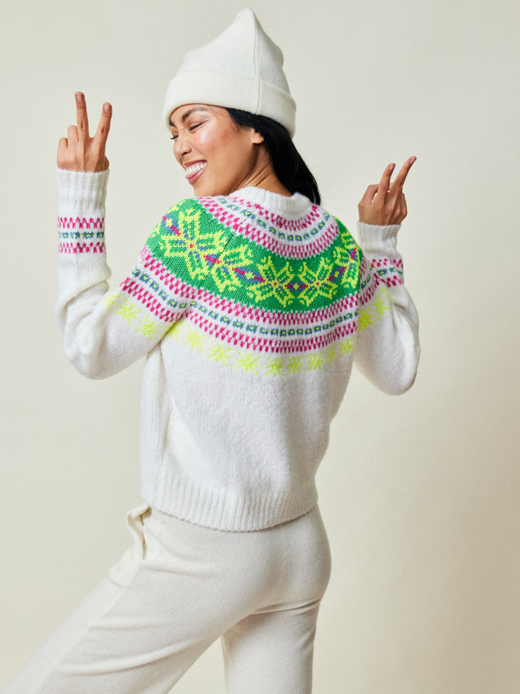 Nora Snowflake Crewneck Sweater Lingua Franca NYC   