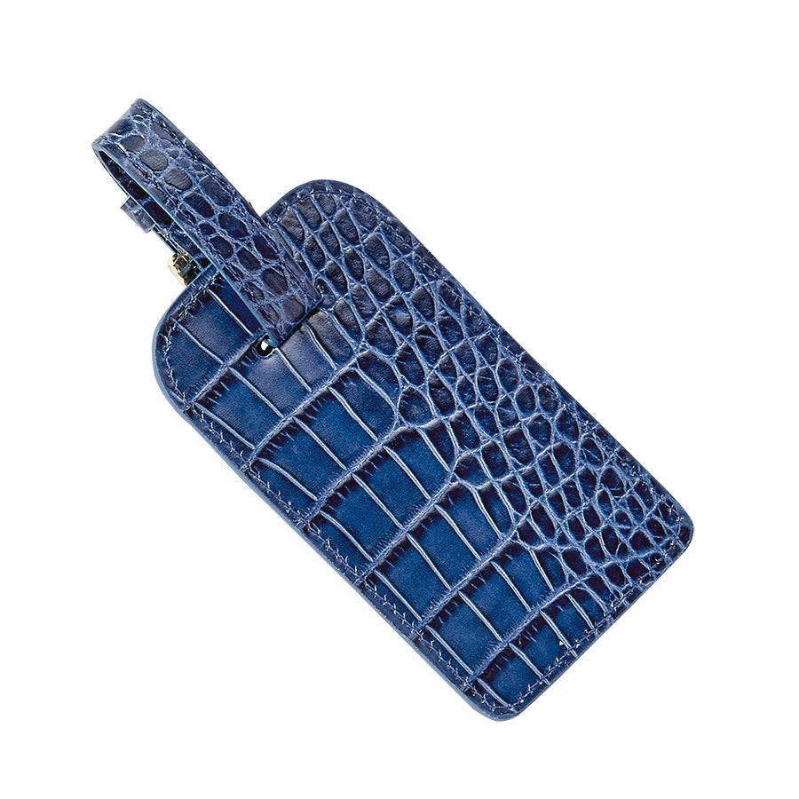 Luggage Tag in Crocodile Embossed Leather