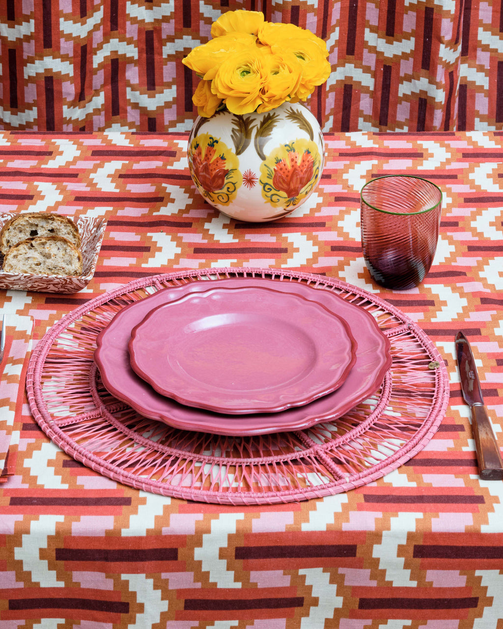David Hicks Woven Placemat in Pink