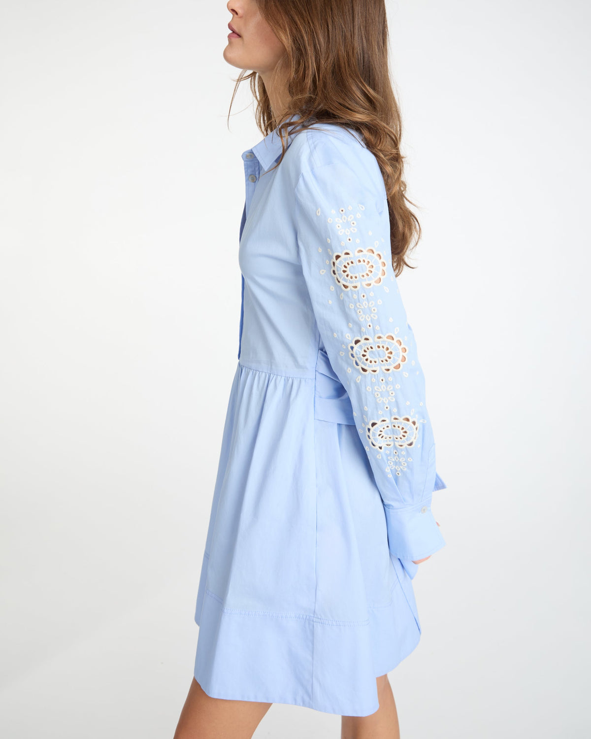 Maddy Embroidered Dress In Oxford Blue