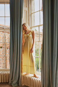 Valentia Satin Dress in Yellow