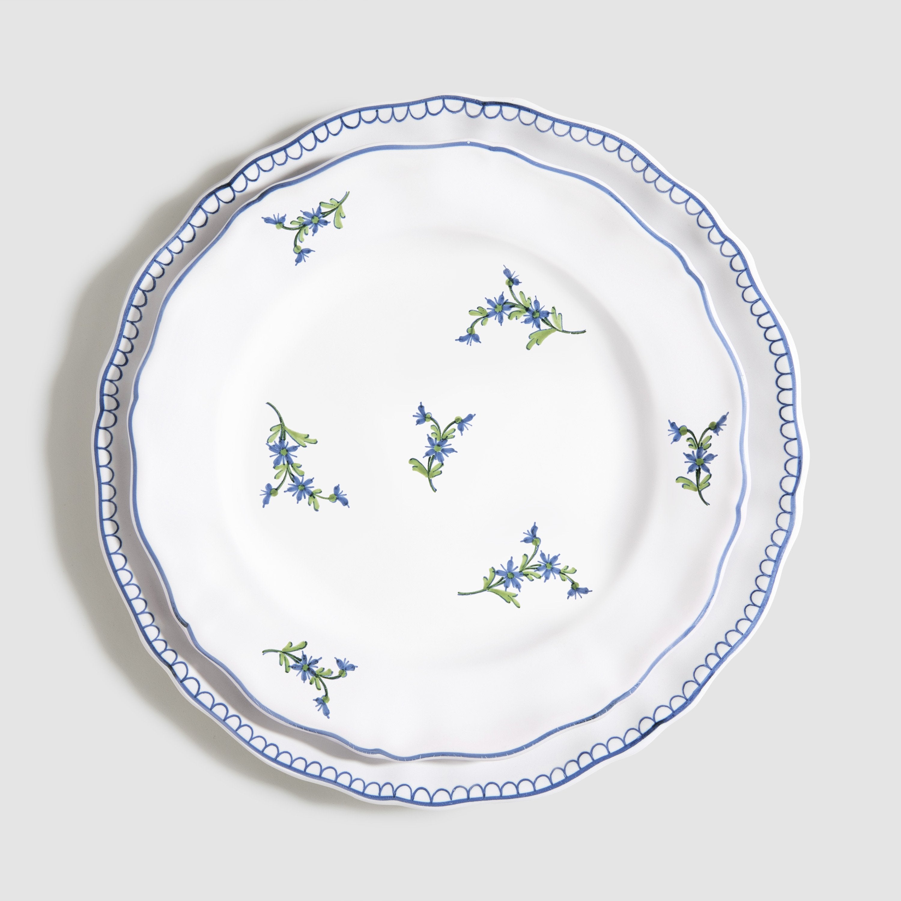 Les Bleuets Salad Plate, Bleu Égyptien et Vert