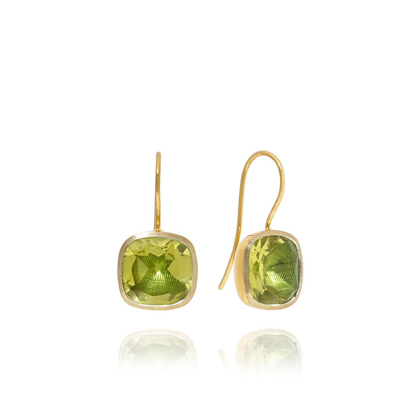 Luzia Button Earrings in Lemon Quartz & 14K Gold