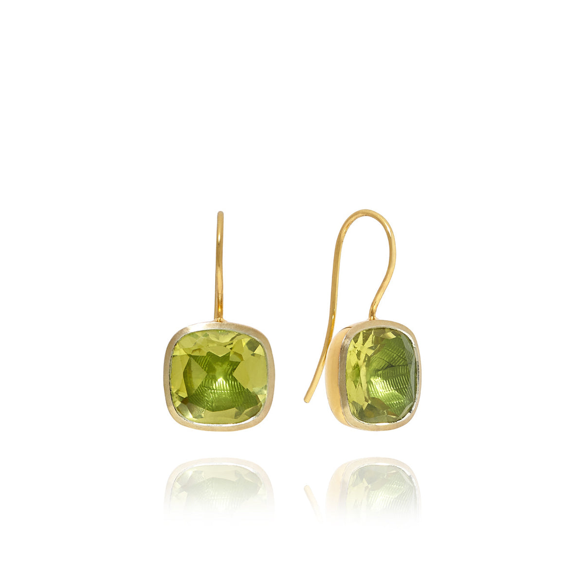 Luzia Button Earrings in Lemon Quartz & 14K Gold