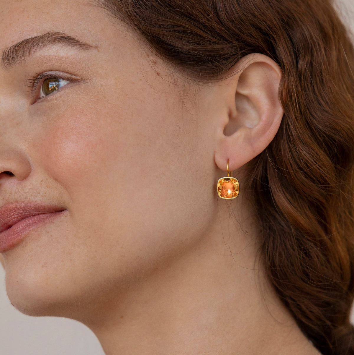 Luzia Button Earrings in Citrine & 14K Gold