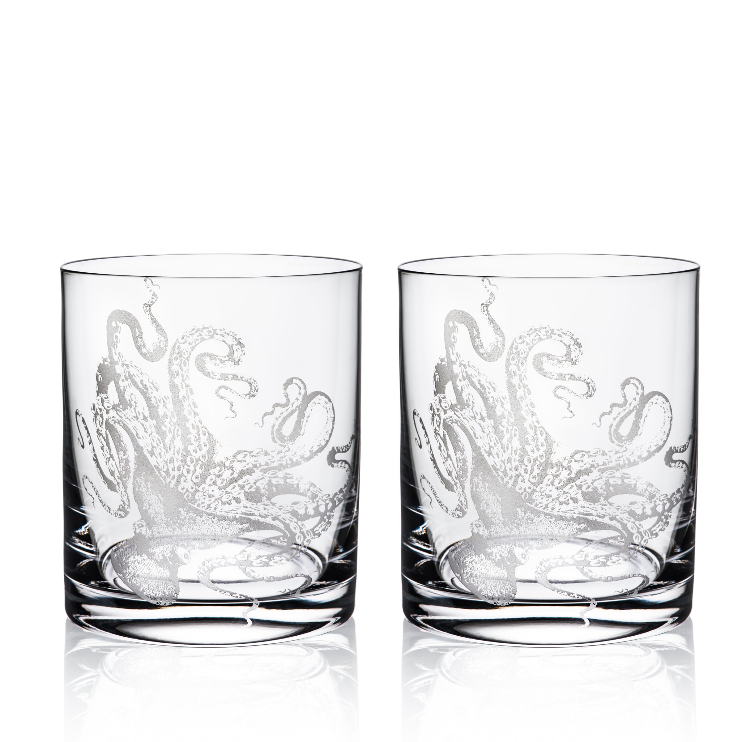 Lucy Tumbler Glasseware Set of 2 Hand etched crystal drinkware glasses from Caskata 