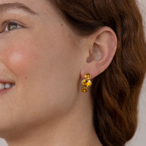 Luzia Demi-Hoop Earrings in Yellow Citrine & 14K Gold