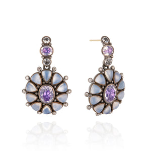 Luzia Princesa Cluster Drop Earrings in Lavender Moon Quartz