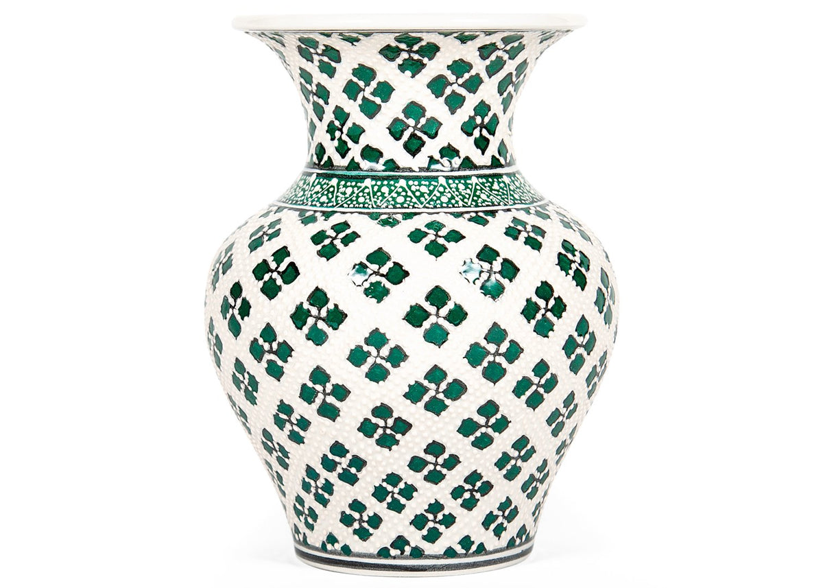 Dark Green & White Iznik Vase Small